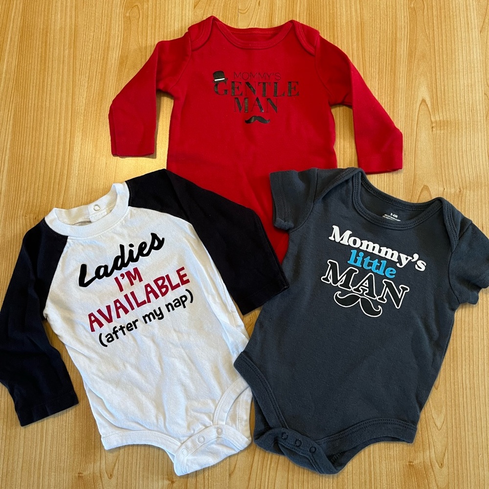 Gently Used-Mommas Boy/Ladies man onesies